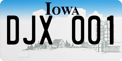 IA license plate DJX001