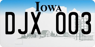 IA license plate DJX003
