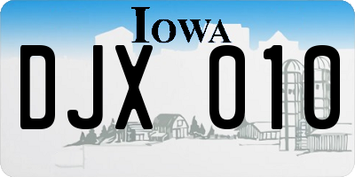 IA license plate DJX010