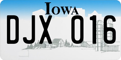 IA license plate DJX016
