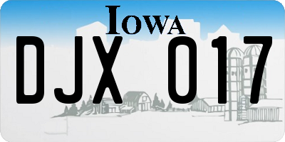 IA license plate DJX017
