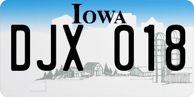 IA license plate DJX018