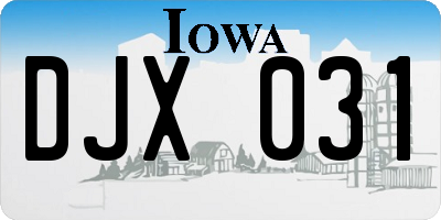 IA license plate DJX031