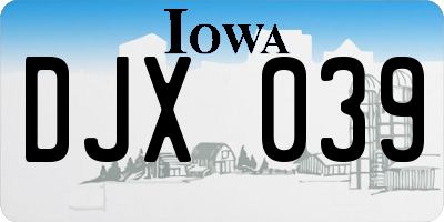 IA license plate DJX039