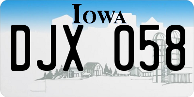 IA license plate DJX058