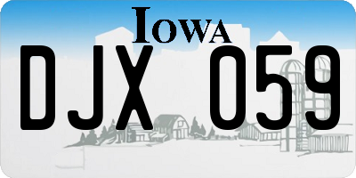 IA license plate DJX059