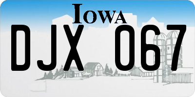IA license plate DJX067