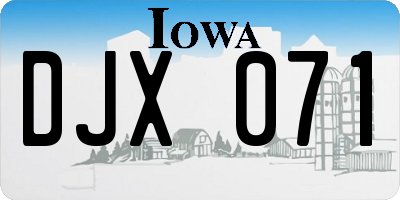 IA license plate DJX071