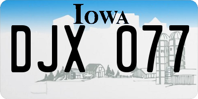 IA license plate DJX077