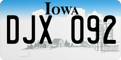 IA license plate DJX092