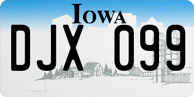 IA license plate DJX099