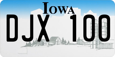 IA license plate DJX100