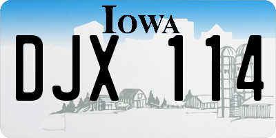 IA license plate DJX114