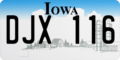IA license plate DJX116