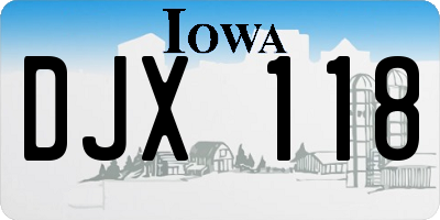 IA license plate DJX118