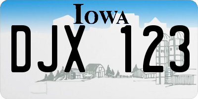 IA license plate DJX123