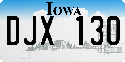 IA license plate DJX130