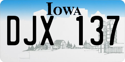 IA license plate DJX137