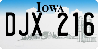 IA license plate DJX216