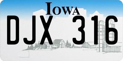 IA license plate DJX316