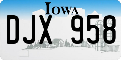 IA license plate DJX958