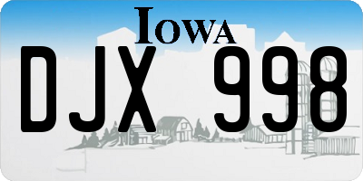 IA license plate DJX998