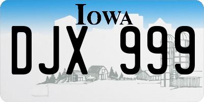 IA license plate DJX999
