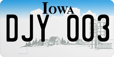 IA license plate DJY003