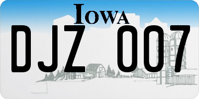 IA license plate DJZ007