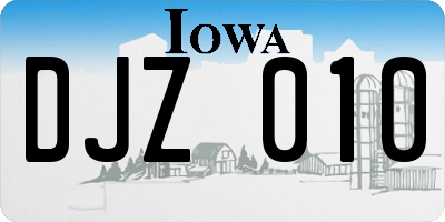 IA license plate DJZ010