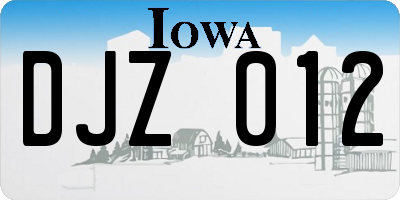 IA license plate DJZ012
