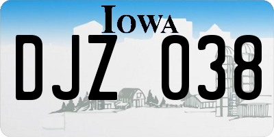 IA license plate DJZ038