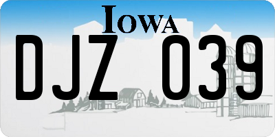 IA license plate DJZ039