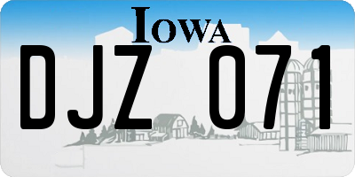 IA license plate DJZ071