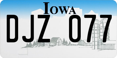 IA license plate DJZ077
