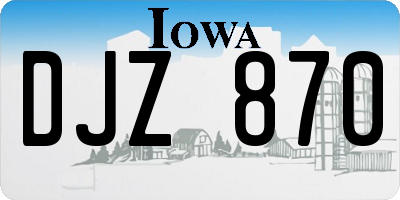 IA license plate DJZ870