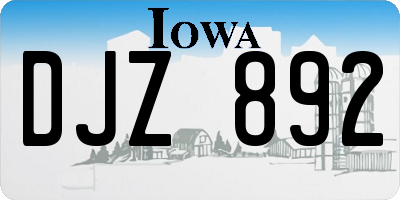 IA license plate DJZ892