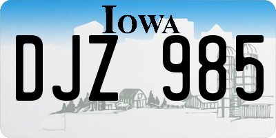IA license plate DJZ985