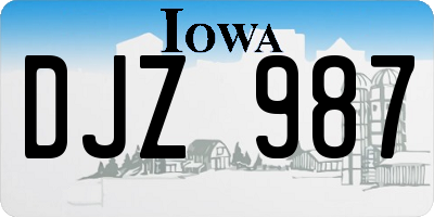 IA license plate DJZ987