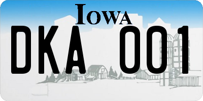 IA license plate DKA001