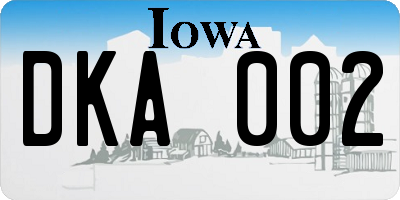 IA license plate DKA002