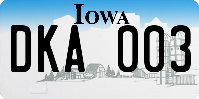 IA license plate DKA003