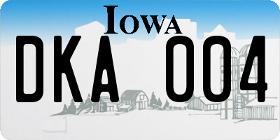 IA license plate DKA004