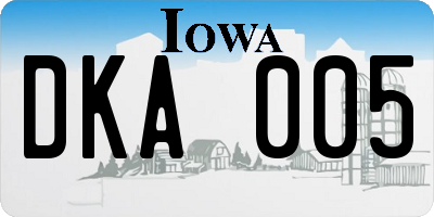 IA license plate DKA005