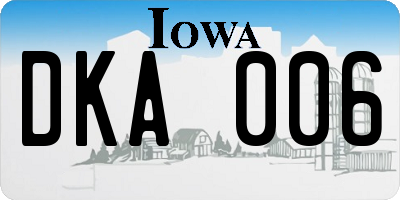 IA license plate DKA006
