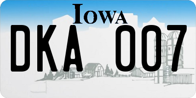 IA license plate DKA007