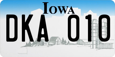 IA license plate DKA010