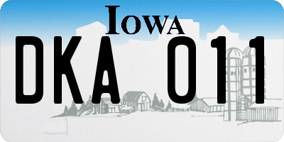IA license plate DKA011