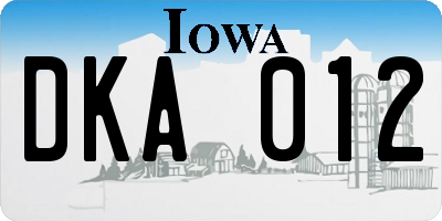 IA license plate DKA012
