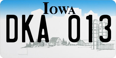 IA license plate DKA013